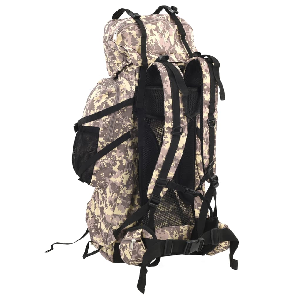 Rucsac de drumeție, camuflaj maro camel, 100 L, țesătură oxford