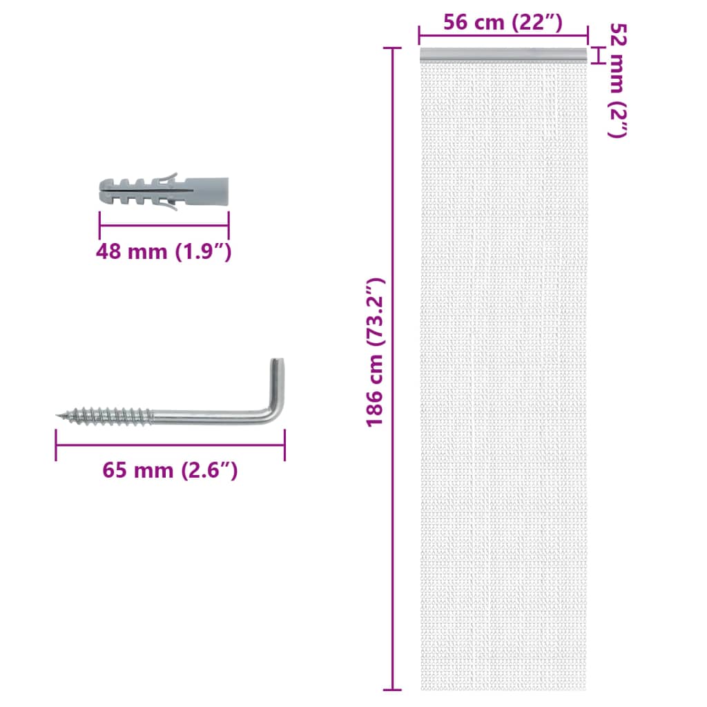 Paravan de ușă cu lanț, 56x186 cm, aluminiu