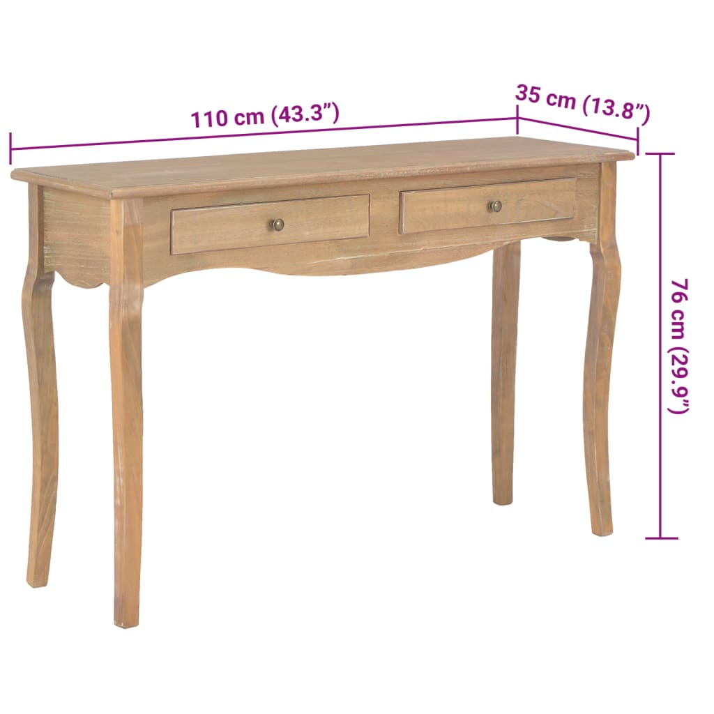 Masă consolă cu 2 sertare, 110x35x76 cm, lemn prelucrat