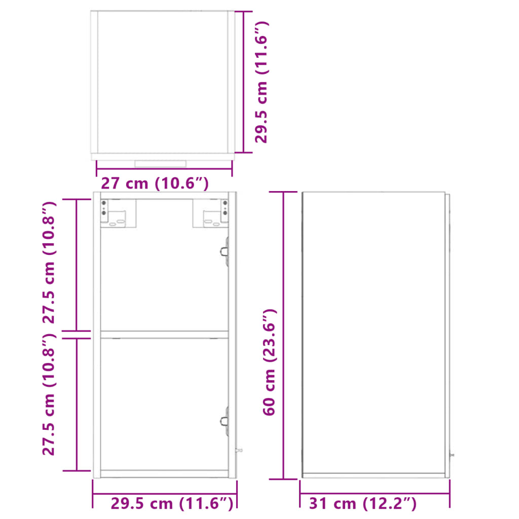 Dulap suspendat, stejar Sonoma, 29,5x31x60 cm, PAL