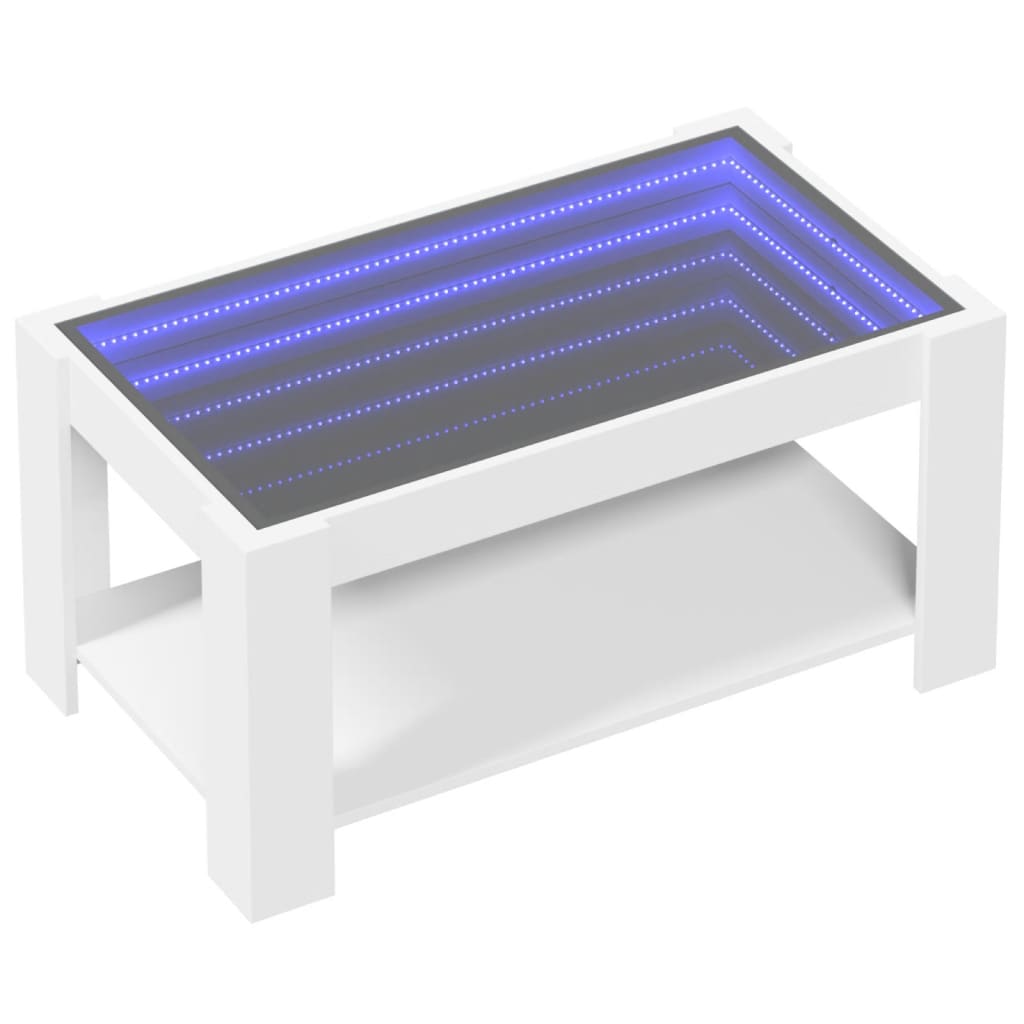 Măsuță de cafea cu LED, alb, 93x53x45 cm, lemn prelucrat