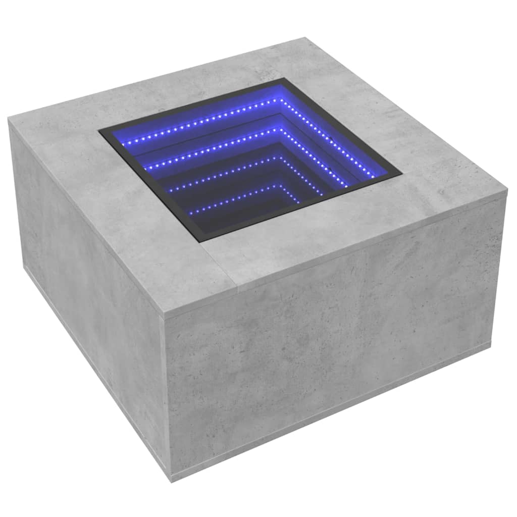 Măsuță de cafea cu LED, gri beton, 60x60x40 cm, lemn prelucrat