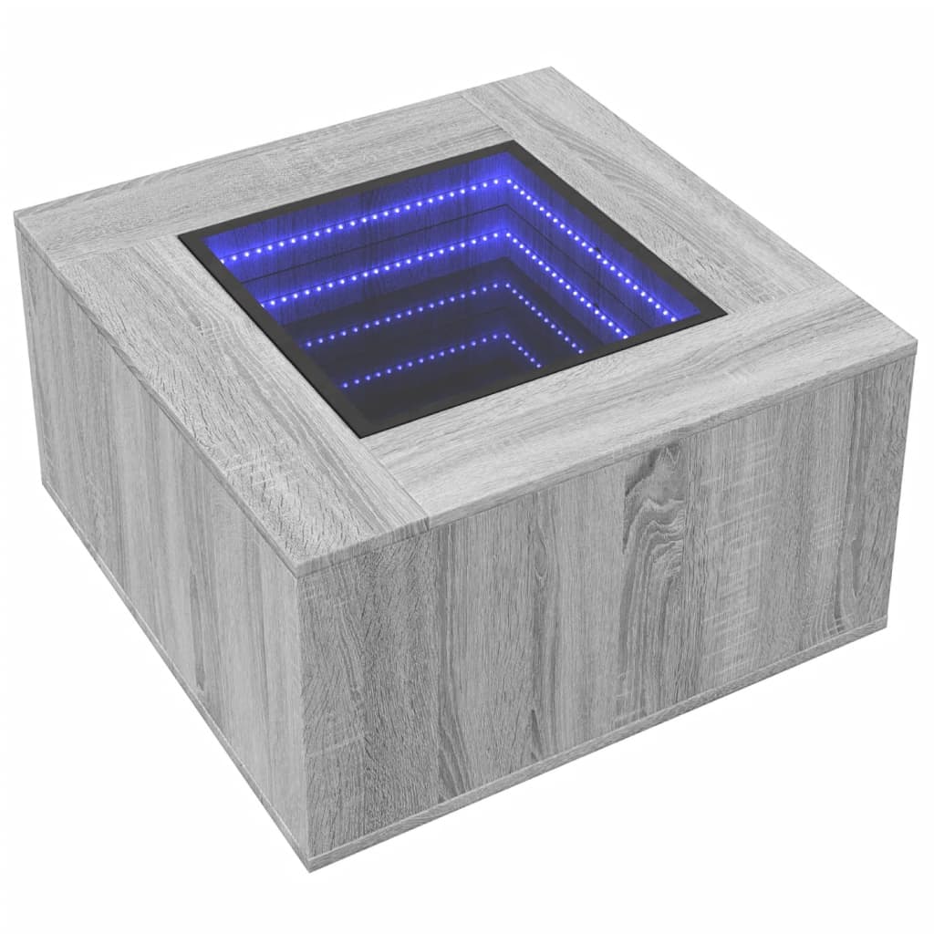 Măsuță de cafea cu LED, gri sonoma, 60x60x40 cm, lemn prelucrat