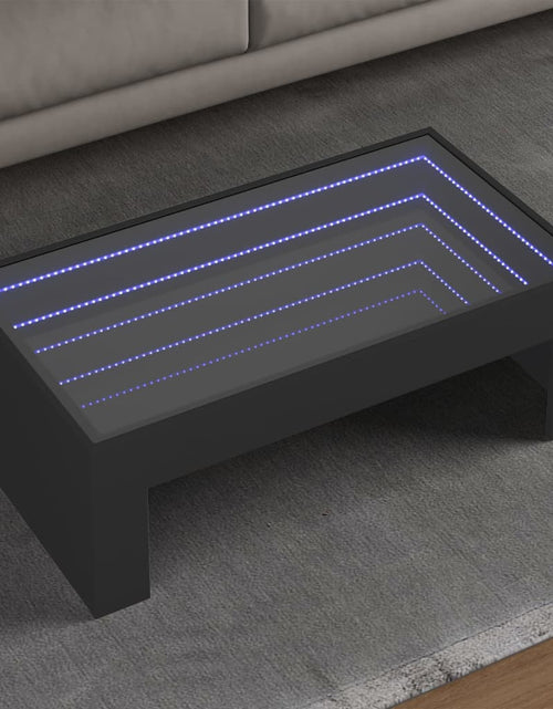 Загрузите изображение в средство просмотра галереи, Măsuță de cafea cu LED infinity, negru, 90x50x30 cm
