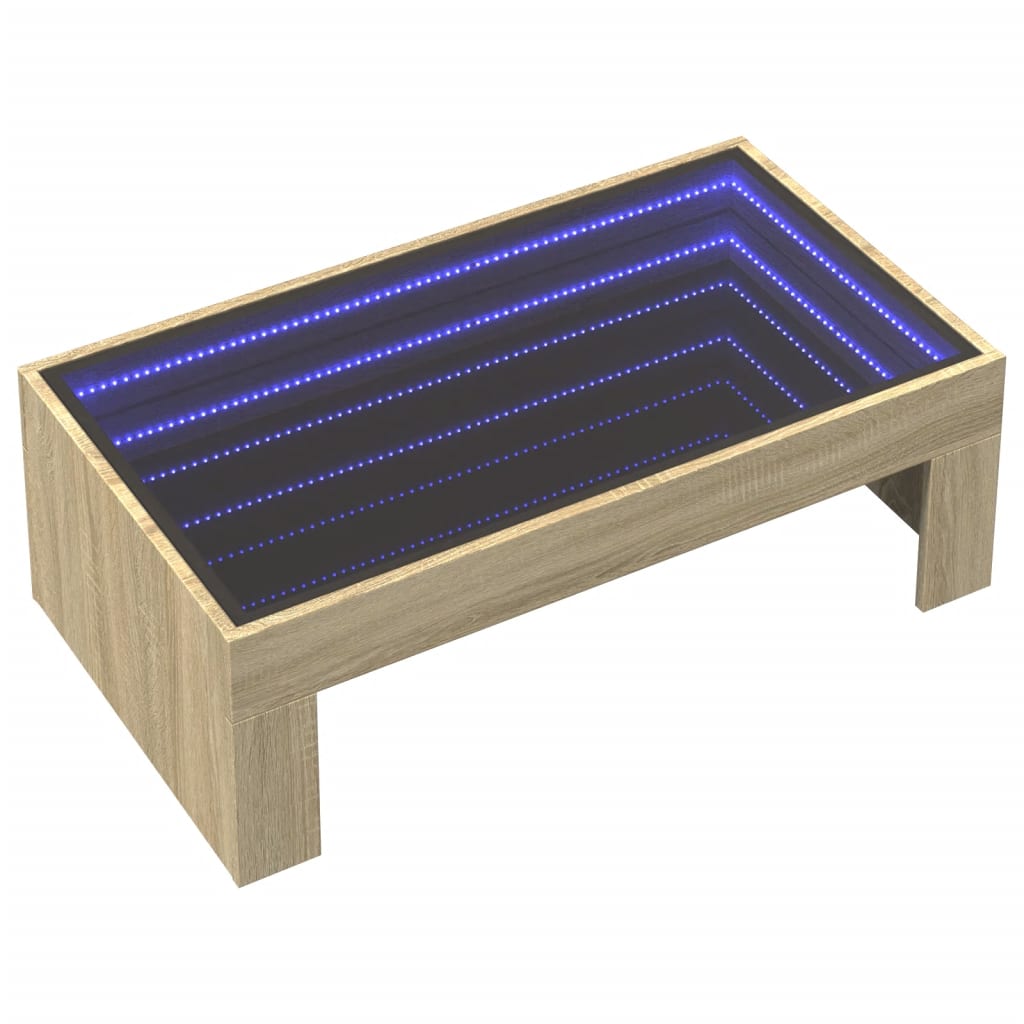 Măsuță de cafea cu LED infinity, stejar sonoma, 90x50x30 cm