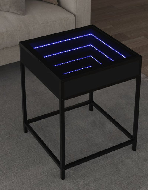 Загрузите изображение в средство просмотра галереи, Măsuță de cafea cu LED infinity, negru, 40x40x51 cm
