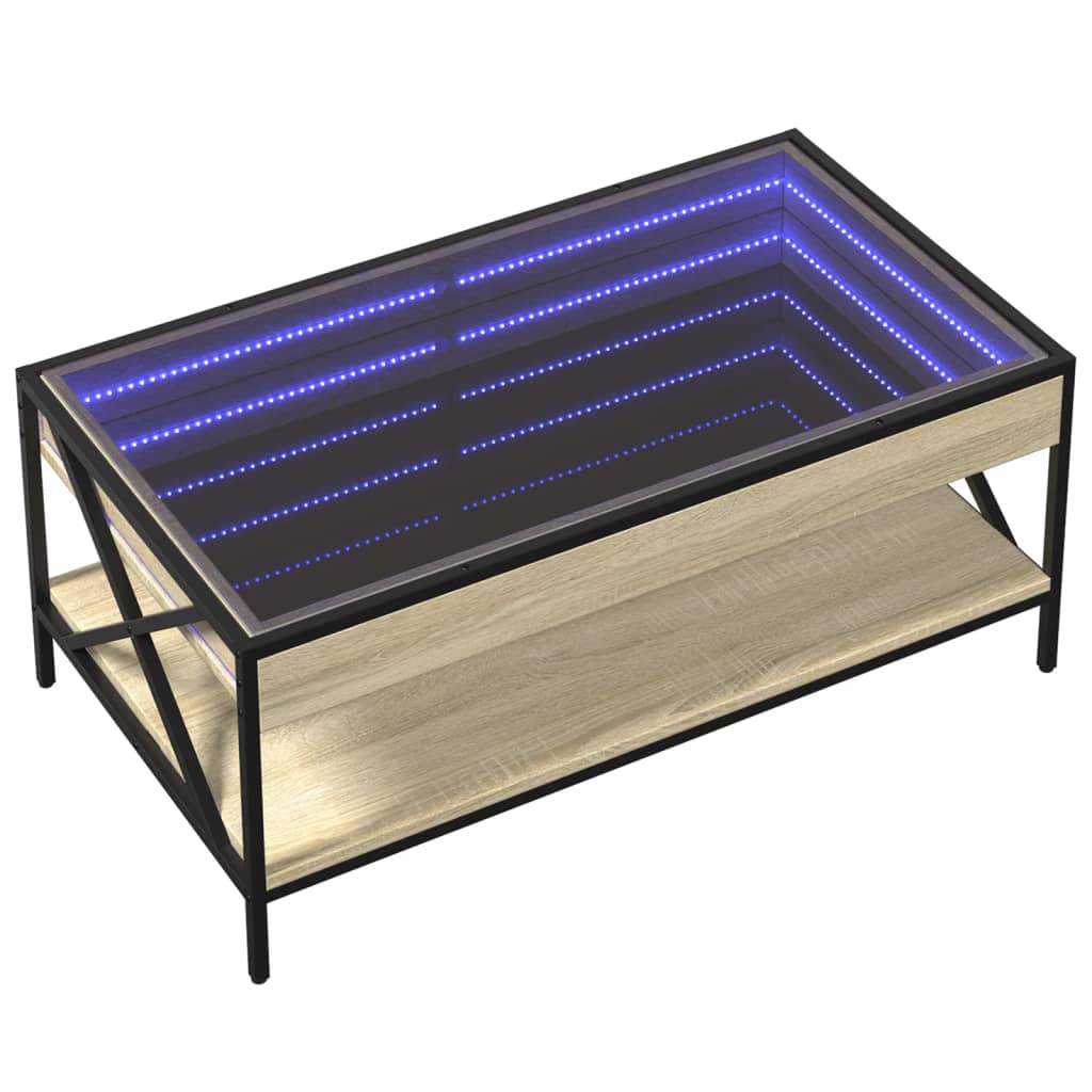 Măsuță de cafea cu LED infinity, stejar sonoma, 90x50x38 cm