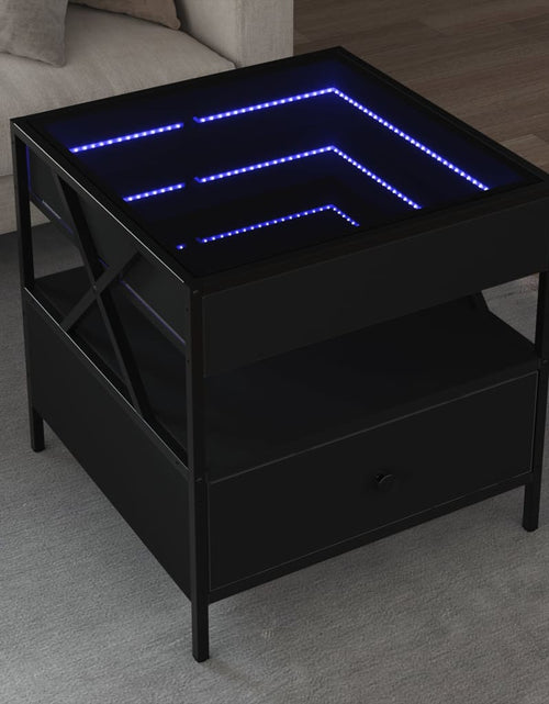 Загрузите изображение в средство просмотра галереи, Măsuță de cafea cu LED infinity, negru, 50x50x51 cm
