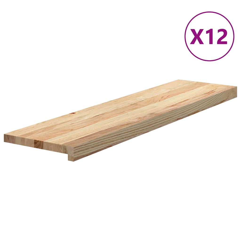 Trepte scari 12 buc Stejar masiv netratat 100x25x2 cm