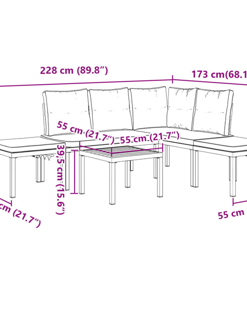 Încărcați imaginea în vizualizatorul Galerie, Set canapea de grădină, 5 piese, cu perne, negru, oțel vopsit
