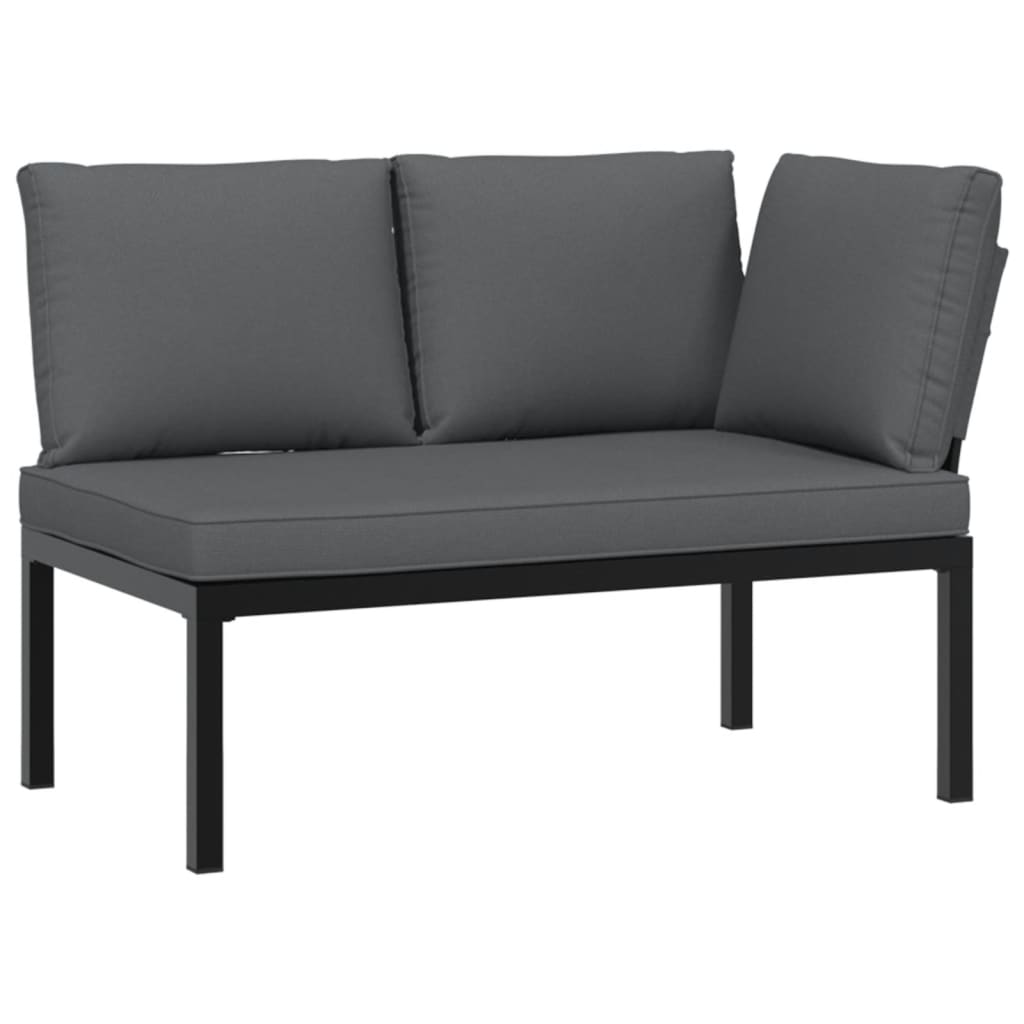 Set mobilier de grădină cu perne, 4 piese, negru, aluminiu