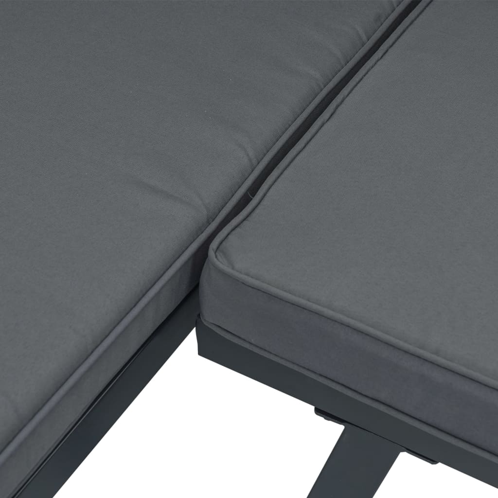 Set mobilier de grădină cu perne, 4 piese, negru, aluminiu