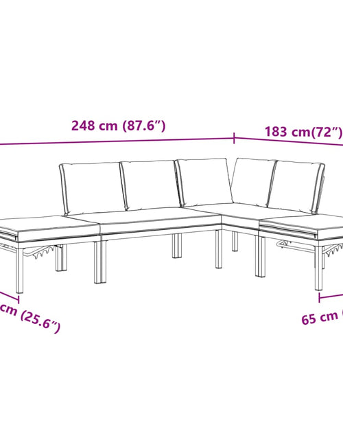 Încărcați imaginea în vizualizatorul Galerie, Set mobilier de grădină cu perne, 4 piese, negru, aluminiu
