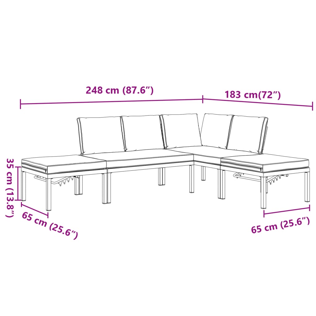 Set mobilier de grădină cu perne, 4 piese, negru, aluminiu