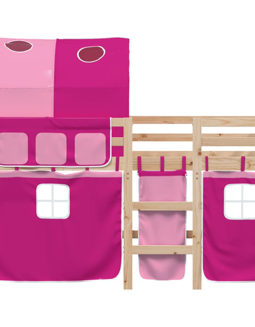 Încărcați imaginea în vizualizatorul Galerie, Pat etajat de copii cu tunel roz 80x200 cm lemn masiv pin
