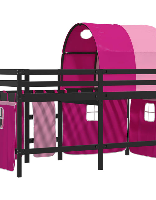 Încărcați imaginea în vizualizatorul Galerie, Pat etajat de copii cu tunel roz 80x200 cm lemn masiv pin
