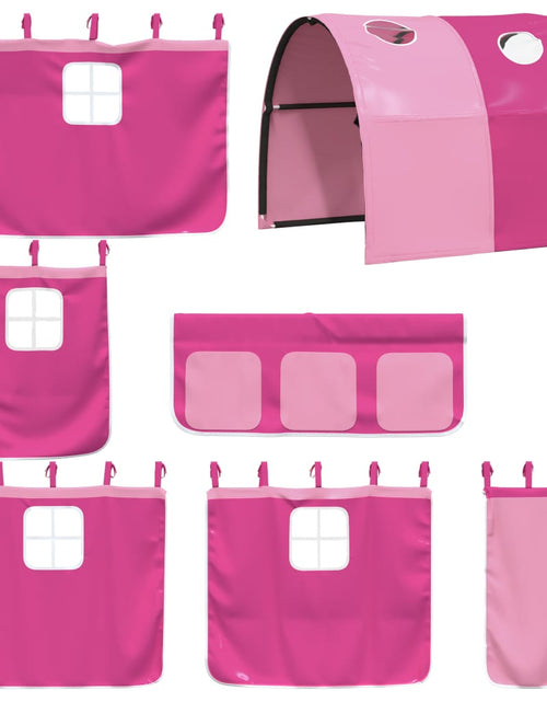 Загрузите изображение в средство просмотра галереи, Pat etajat de copii cu tunel, roz, 90x200 cm, lemn masiv pin
