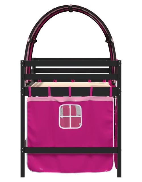 Загрузите изображение в средство просмотра галереи, Pat etajat de copii cu tunel, roz, 90x200 cm, lemn masiv pin
