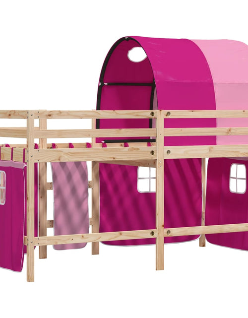 Загрузите изображение в средство просмотра галереи, Pat etajat de copii cu tunel, roz, 90x190 cm, lemn masiv pin

