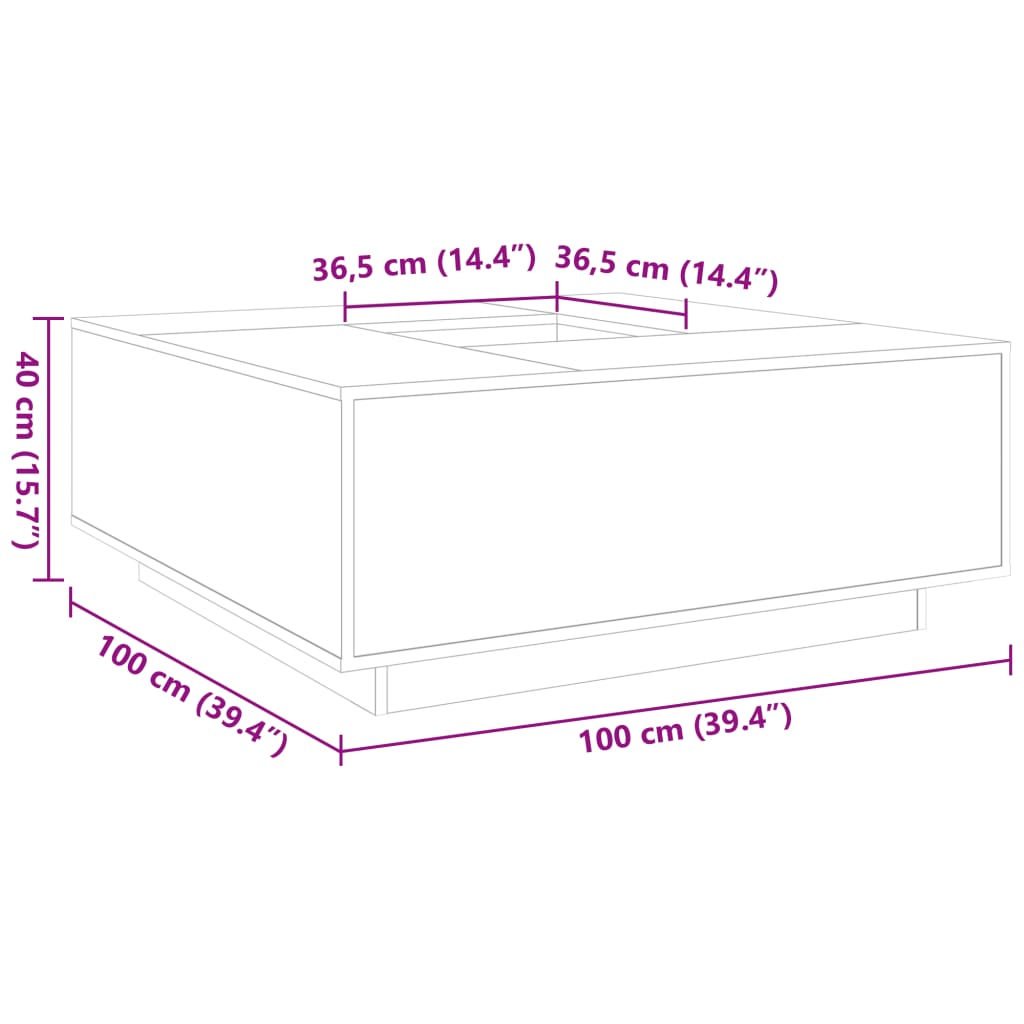 Măsuță de cafea negru 100x100x40 cm lemn prelucrat