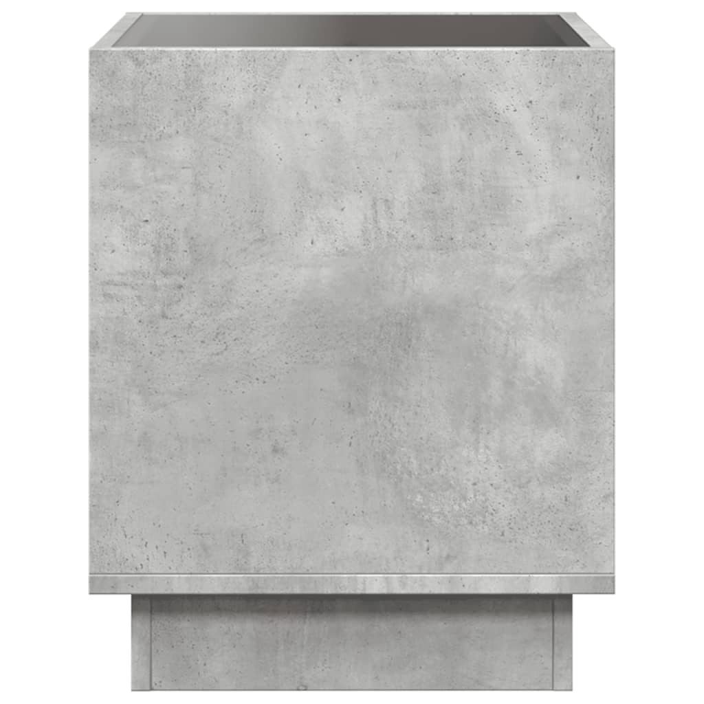 Noptieră cu LED infinity, gri beton, 40x40x50 cm