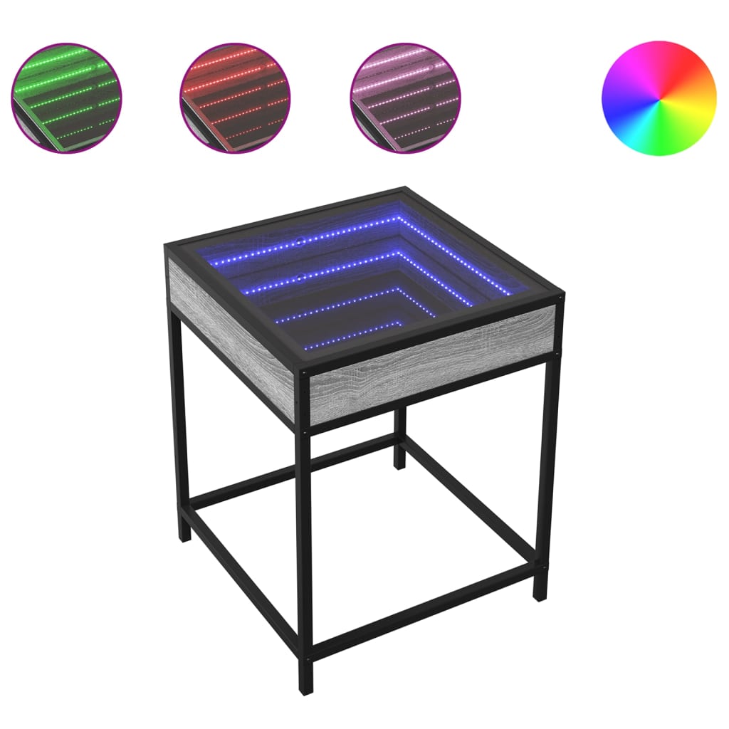 Noptieră cu LED infinity, gri sonoma, 40x40x51 cm