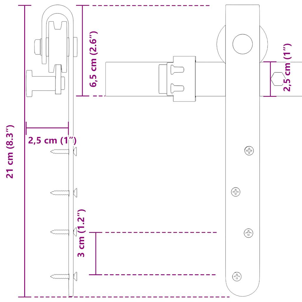 Set uși glisante pentru dulap 122 cm oțel carbon