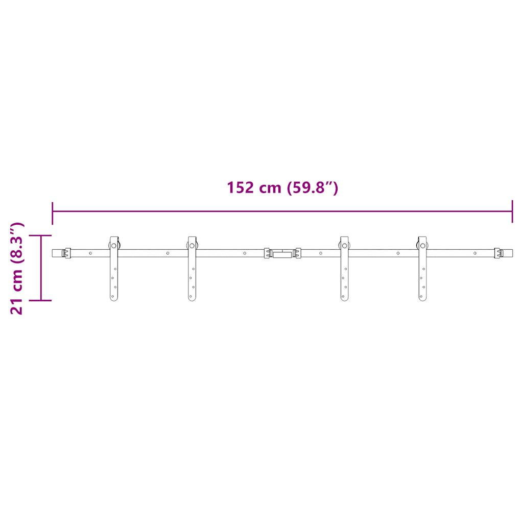 Set uși glisante pentru dulap 152 cm oțel carbon