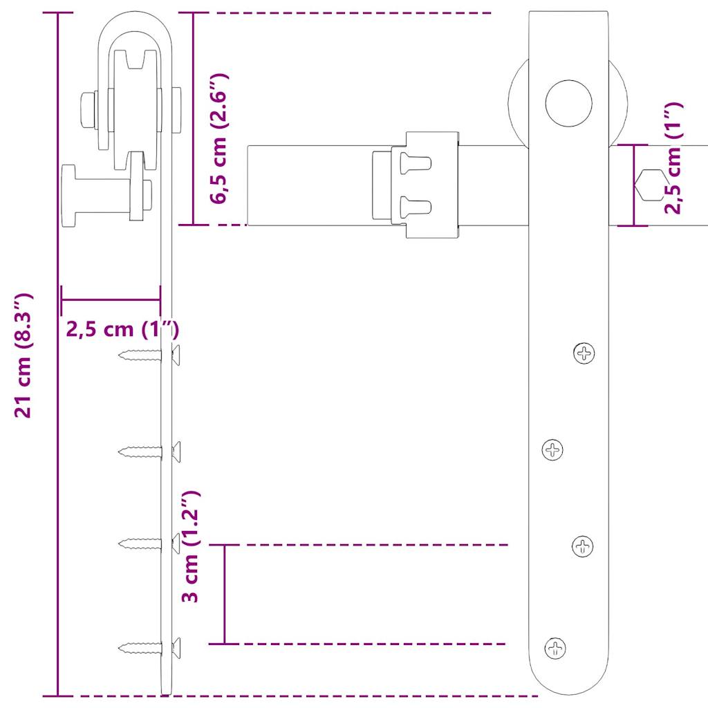 Set uși glisante pentru dulap 183 cm oțel carbon