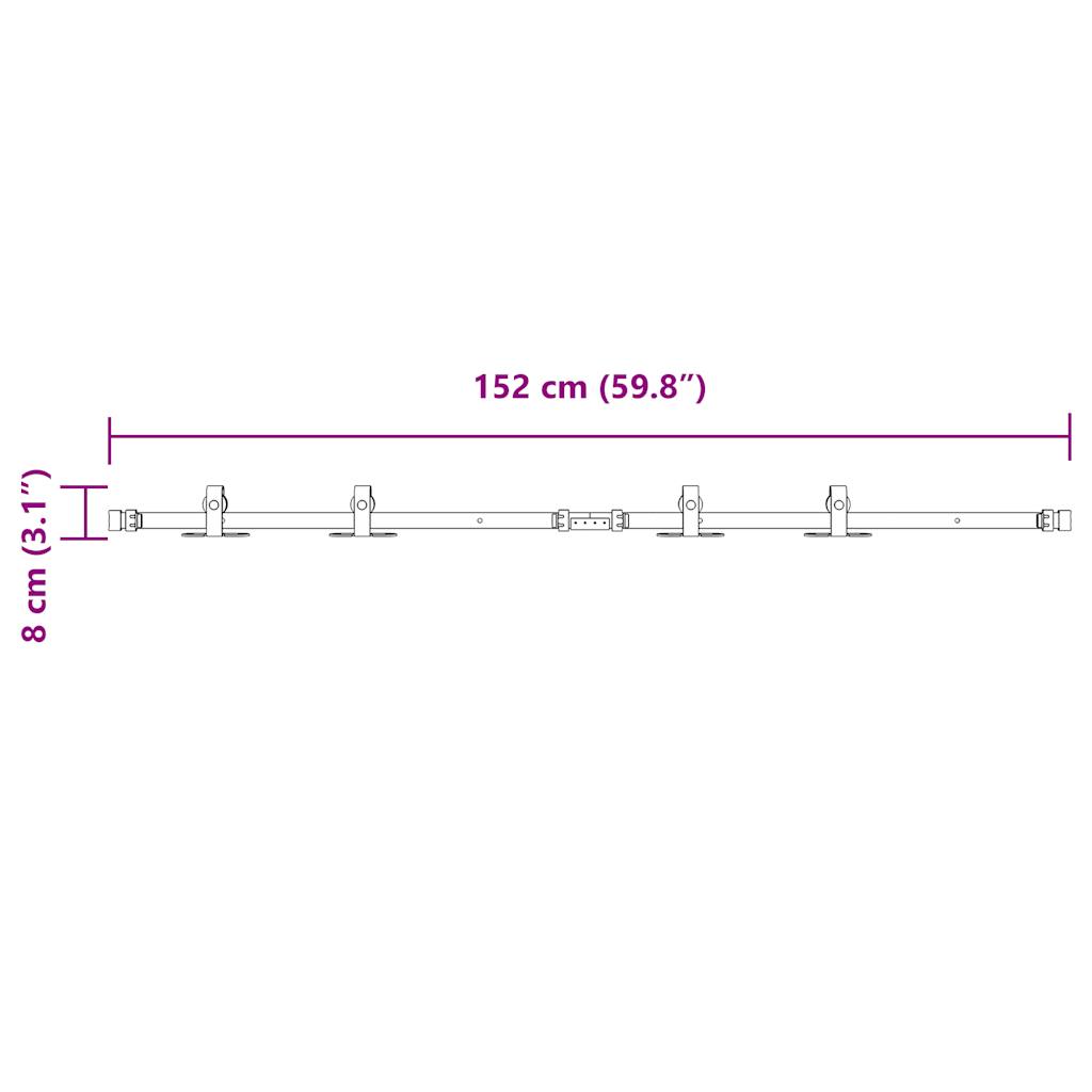 Set uși glisante pentru dulap 152 cm oțel carbon