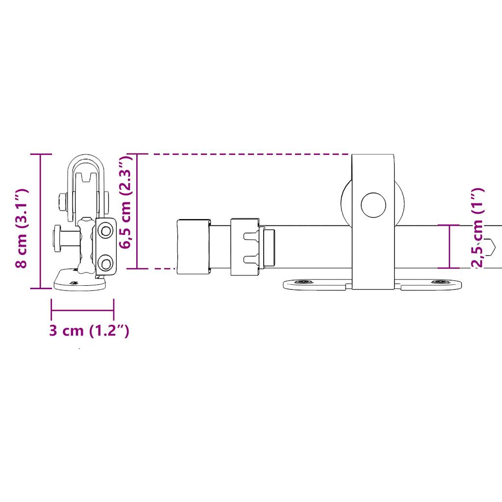 Set uși glisante pentru dulap 152 cm oțel carbon