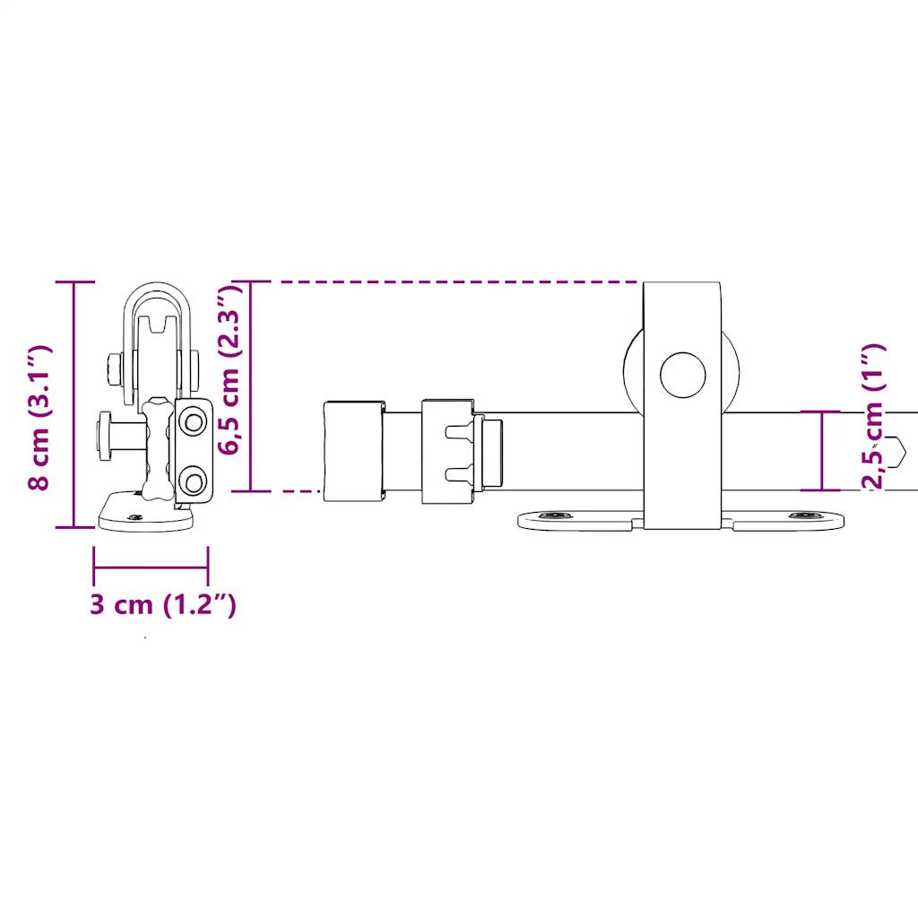 Set uși glisante pentru dulap 183 cm oțel carbon