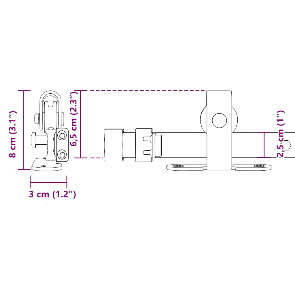 Set uși glisante pentru dulap 200 cm oțel carbon