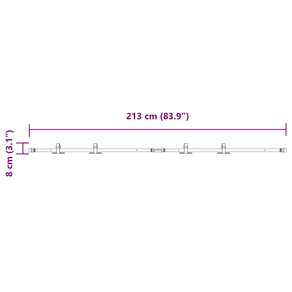 Set uși glisante pentru dulap 213 cm oțel carbon