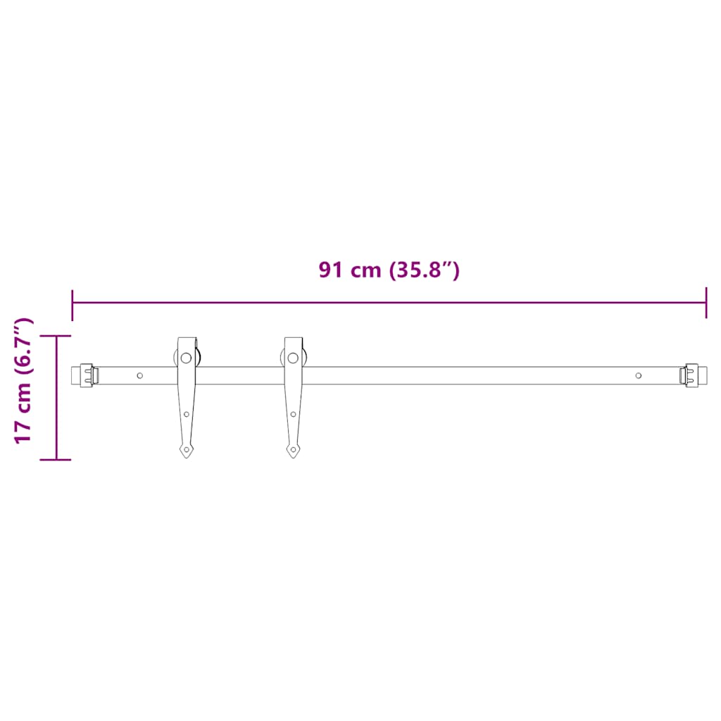 Set uși glisante pentru dulap 91 cm oțel carbon