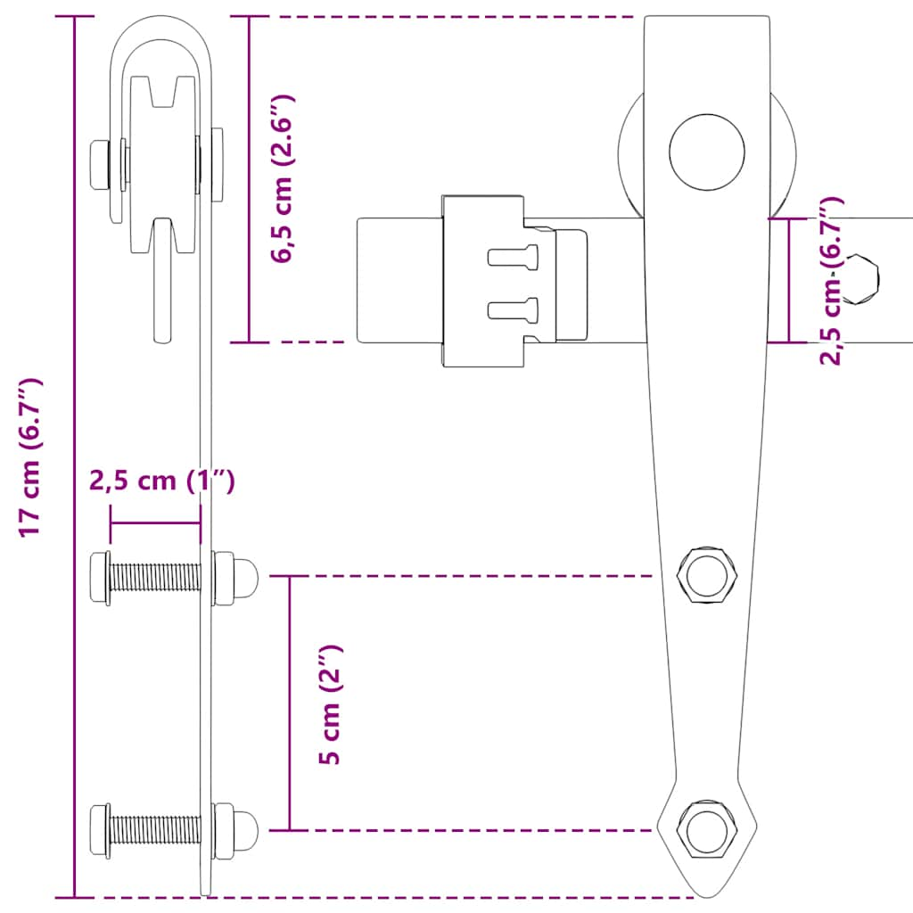 Set uși glisante pentru dulap 91 cm oțel carbon