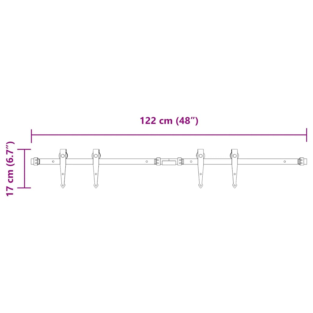 Set uși glisante pentru dulap 122 cm oțel carbon