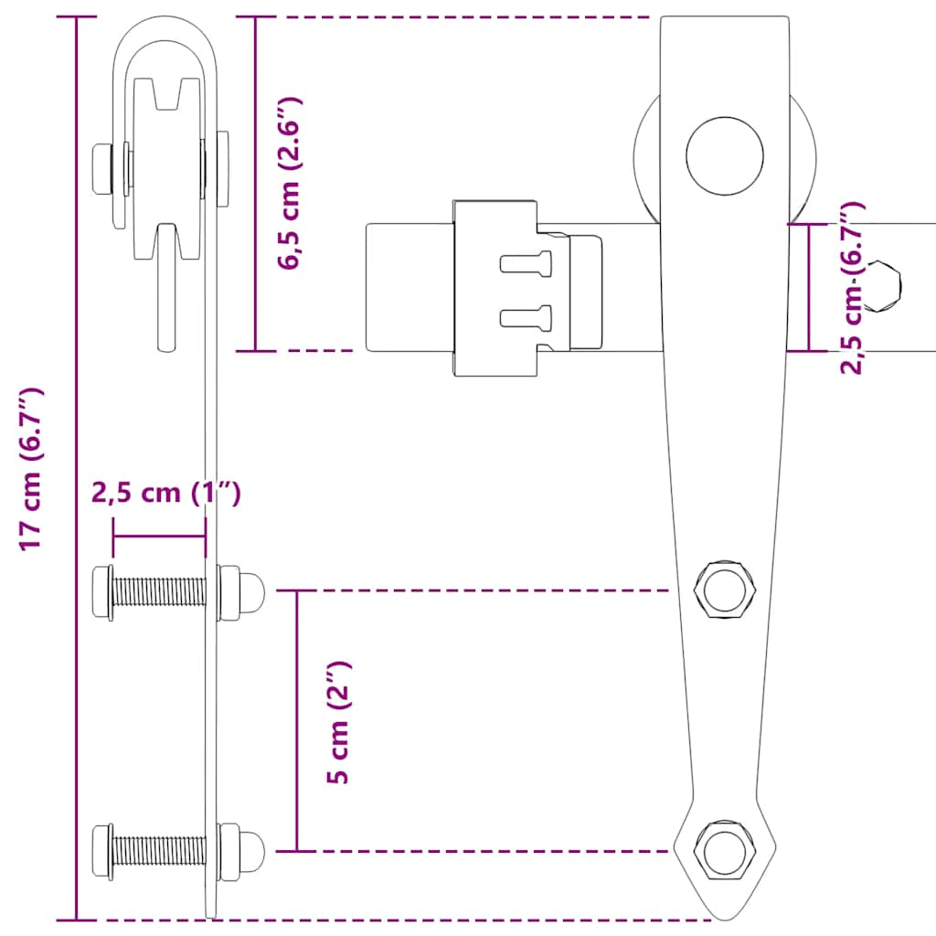 Set uși glisante pentru dulap 122 cm oțel carbon