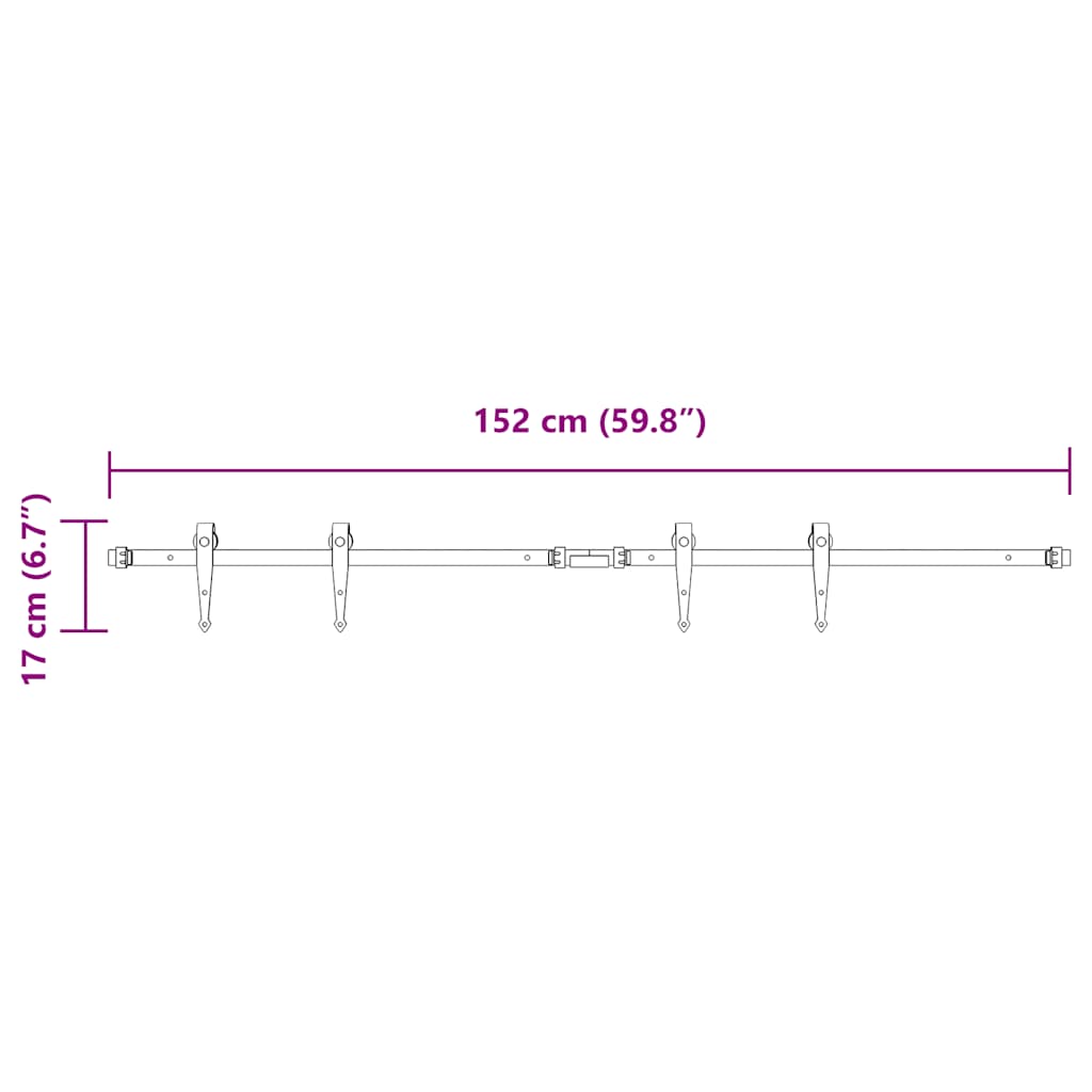 Set uși glisante pentru dulap 152 cm oțel carbon