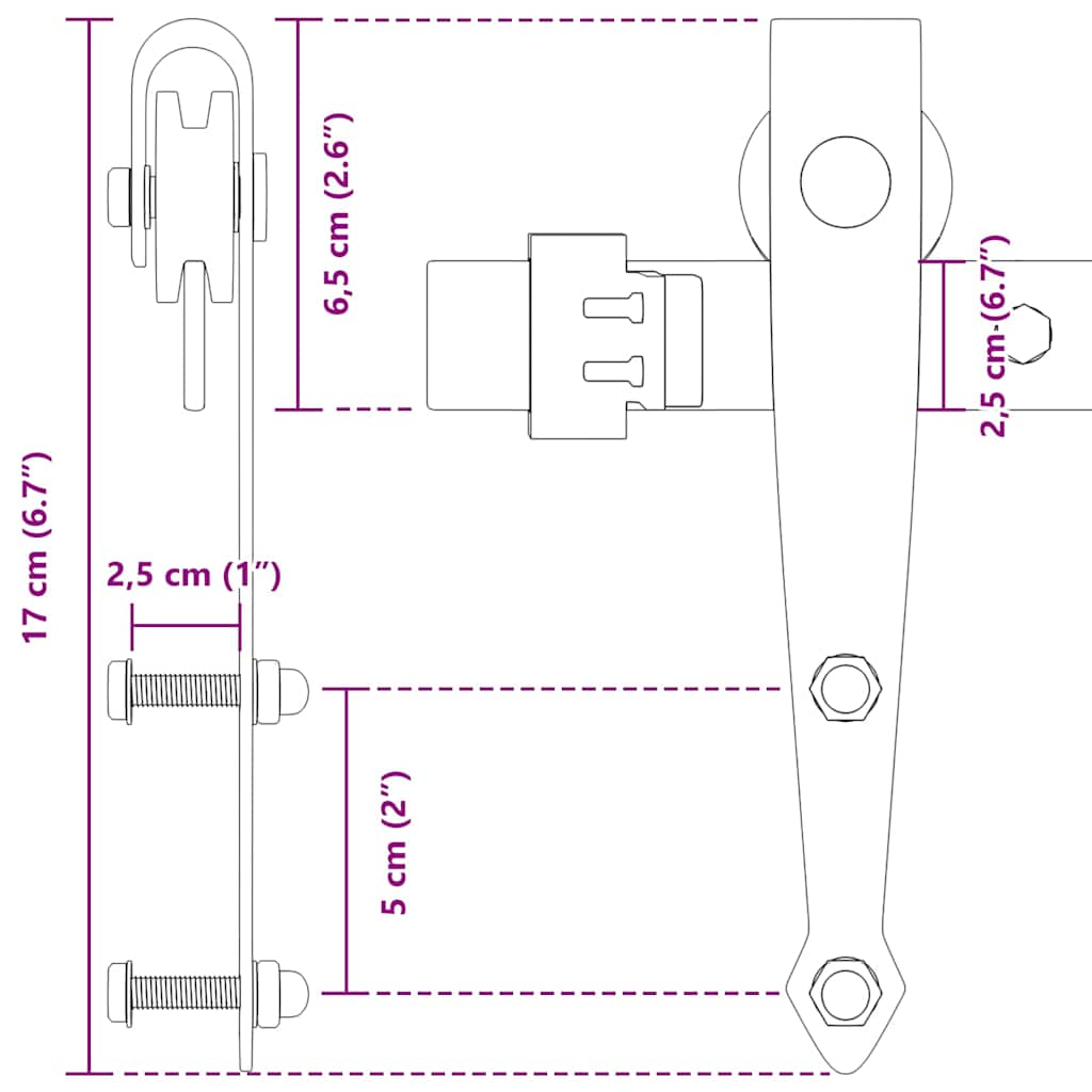 Set uși glisante pentru dulap 152 cm oțel carbon