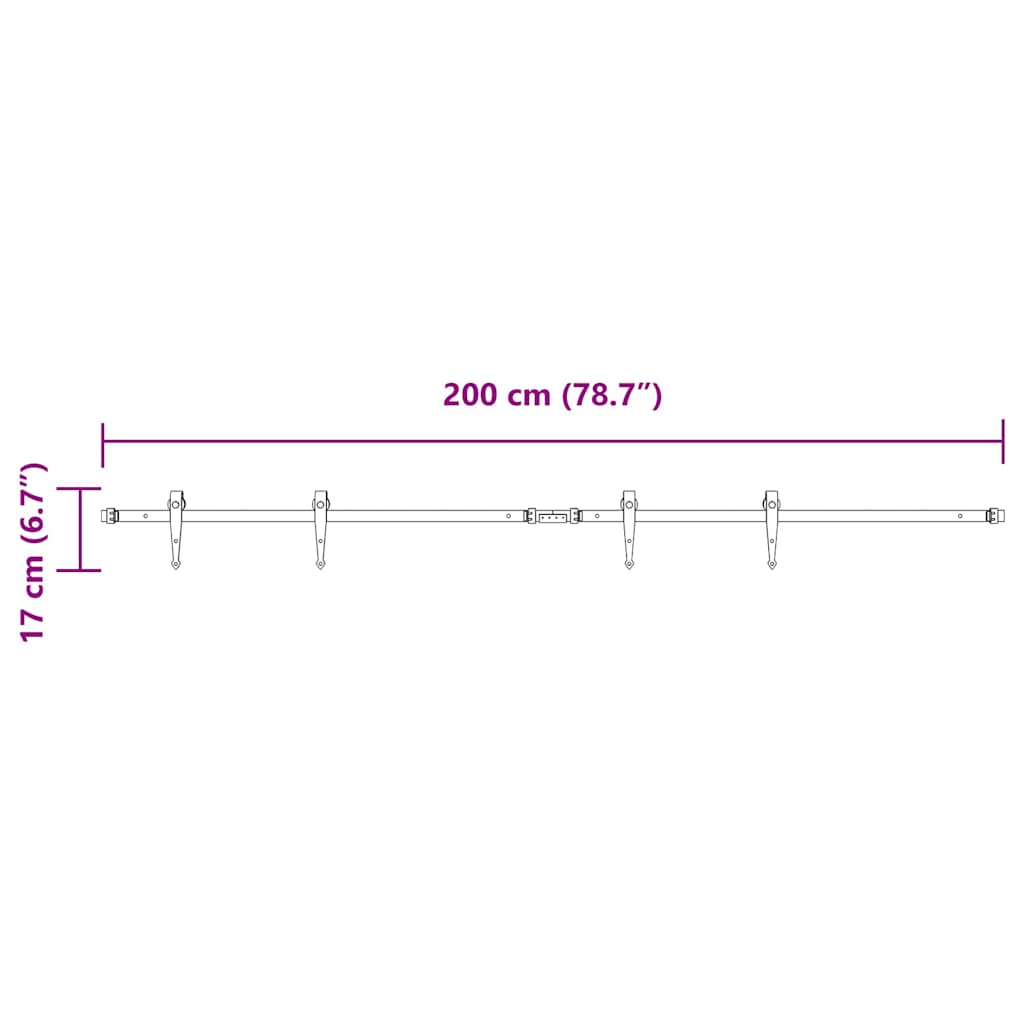 Set uși glisante pentru dulap 200 cm oțel carbon