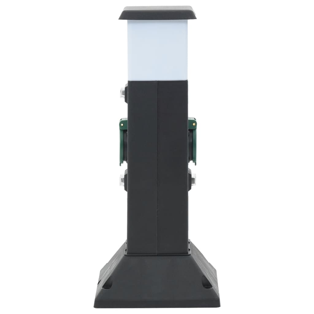 Coloană priză de exterior cu lampă/țăruș, 2 căi, 16x16x39,5 cm