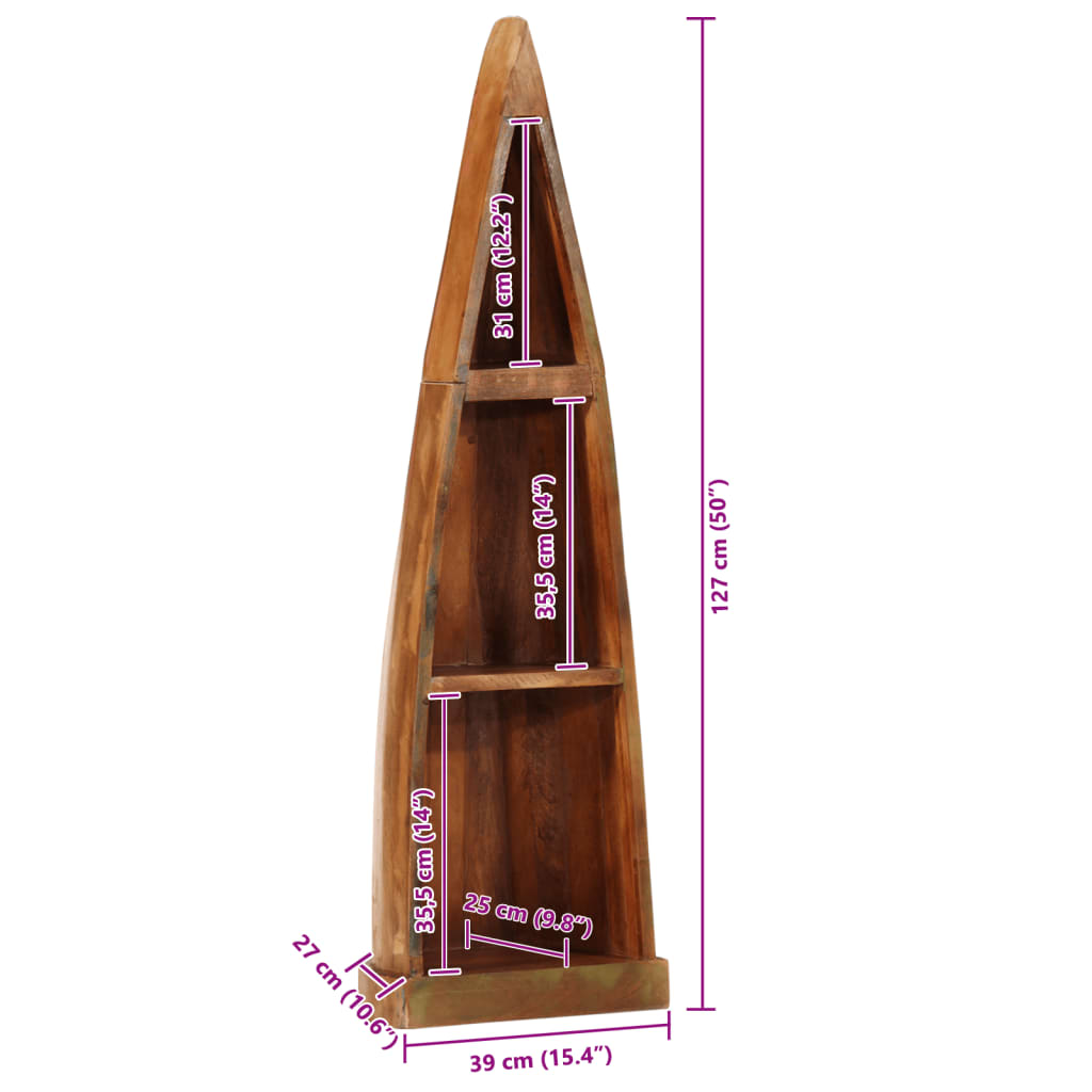 Dulap tip barcă, 39x27x127 cm, lemn masiv reciclat