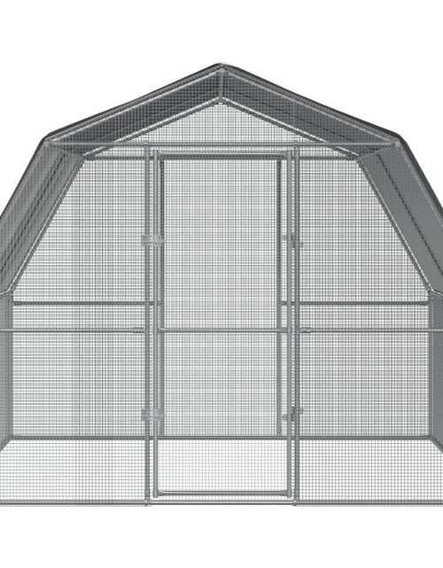Загрузите изображение в средство просмотра галереи, Coteț de pui 2 buc., cu acoperiș/ușă, argintiu, oțel galvanizat
