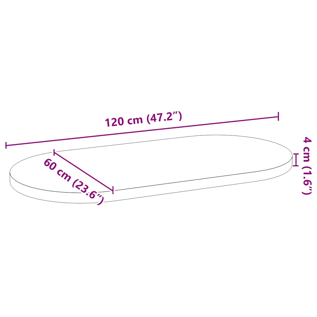 Blat de masă maro închis 120x60x4 cm lemn masiv de stejar oval