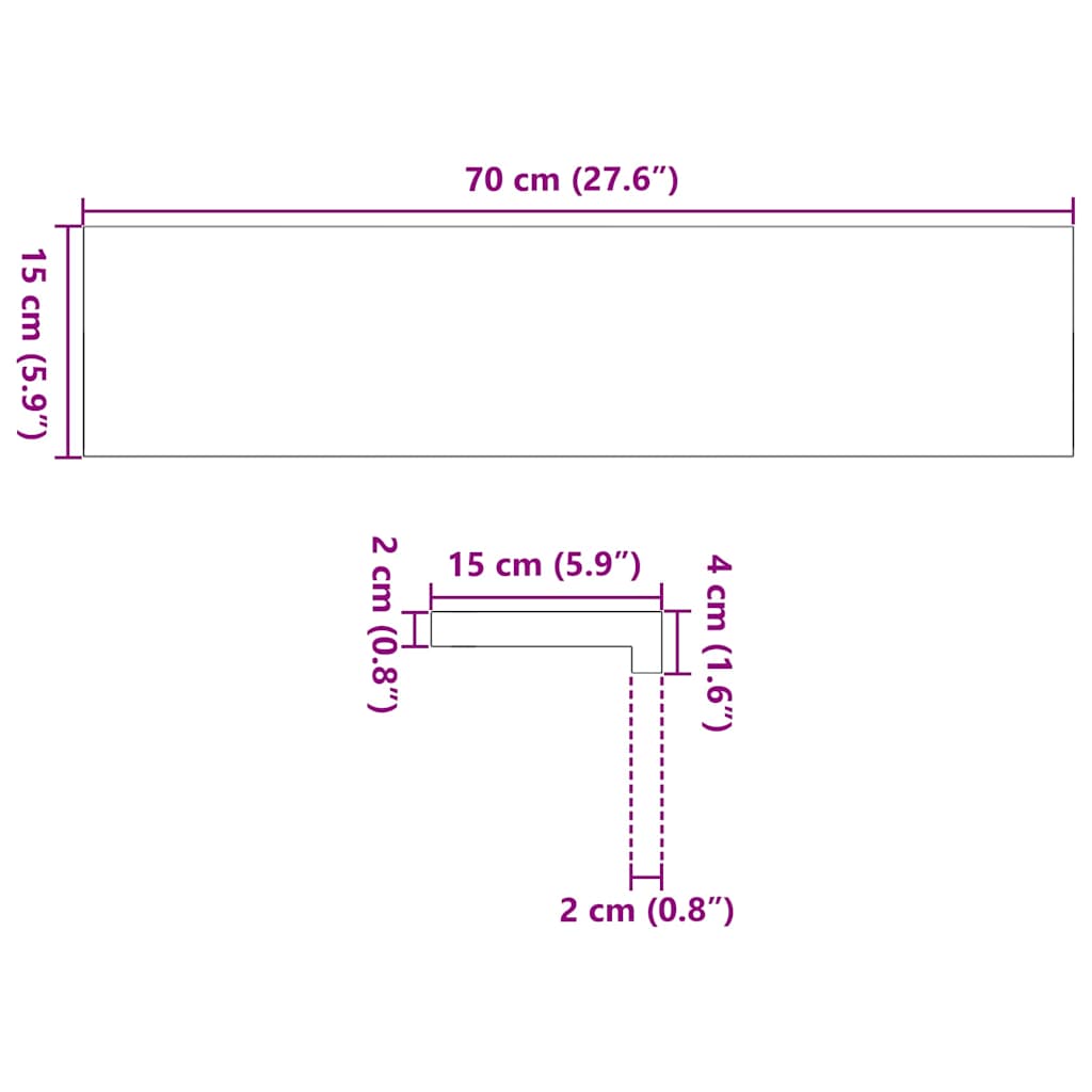 Pervaz 2 buc lemn masiv de stejar netratat 70x15x2 cm