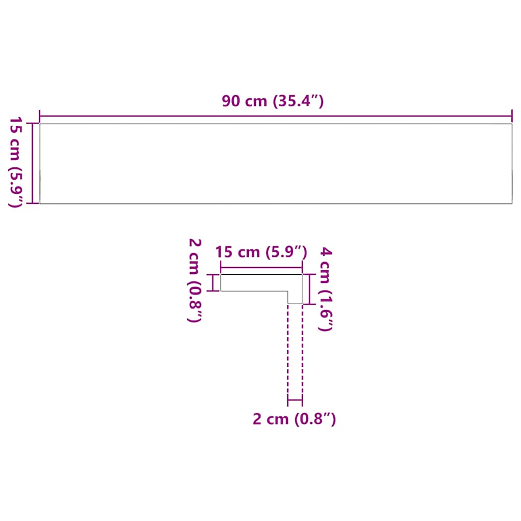 Pervaz 2 buc lemn masiv de stejar netratat 90x15x2 cm