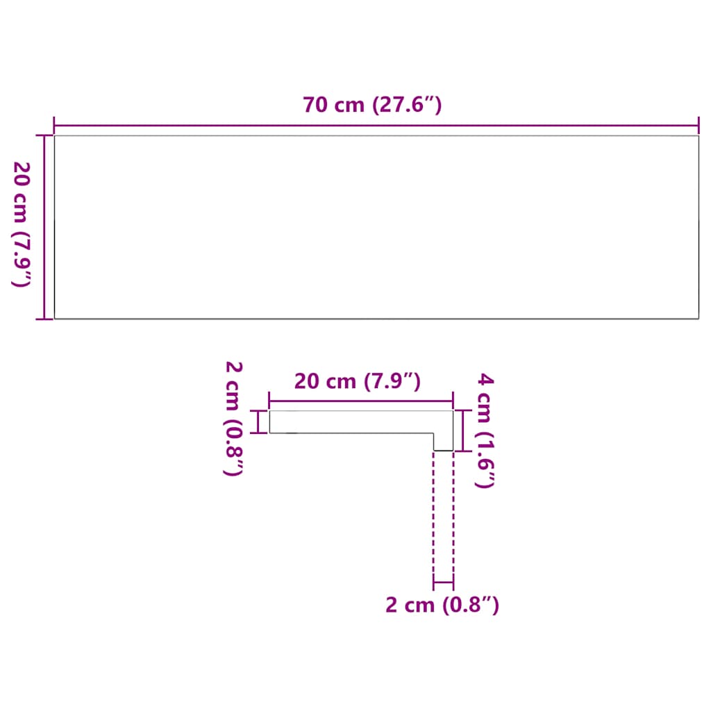 Pervaz 2 buc lemn masiv de stejar netratat 70x20x2 cm