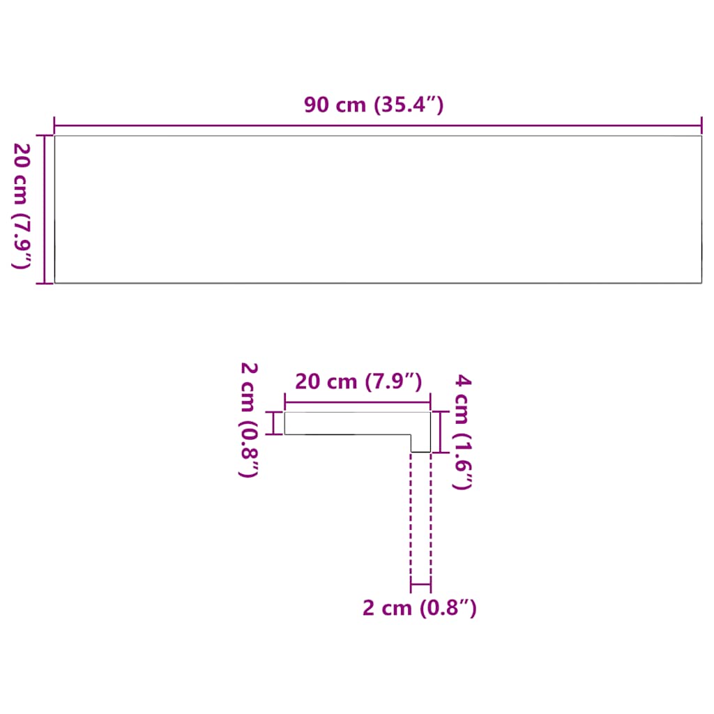 Pervaz 2 buc lemn masiv de stejar netratat 90x20x2 cm