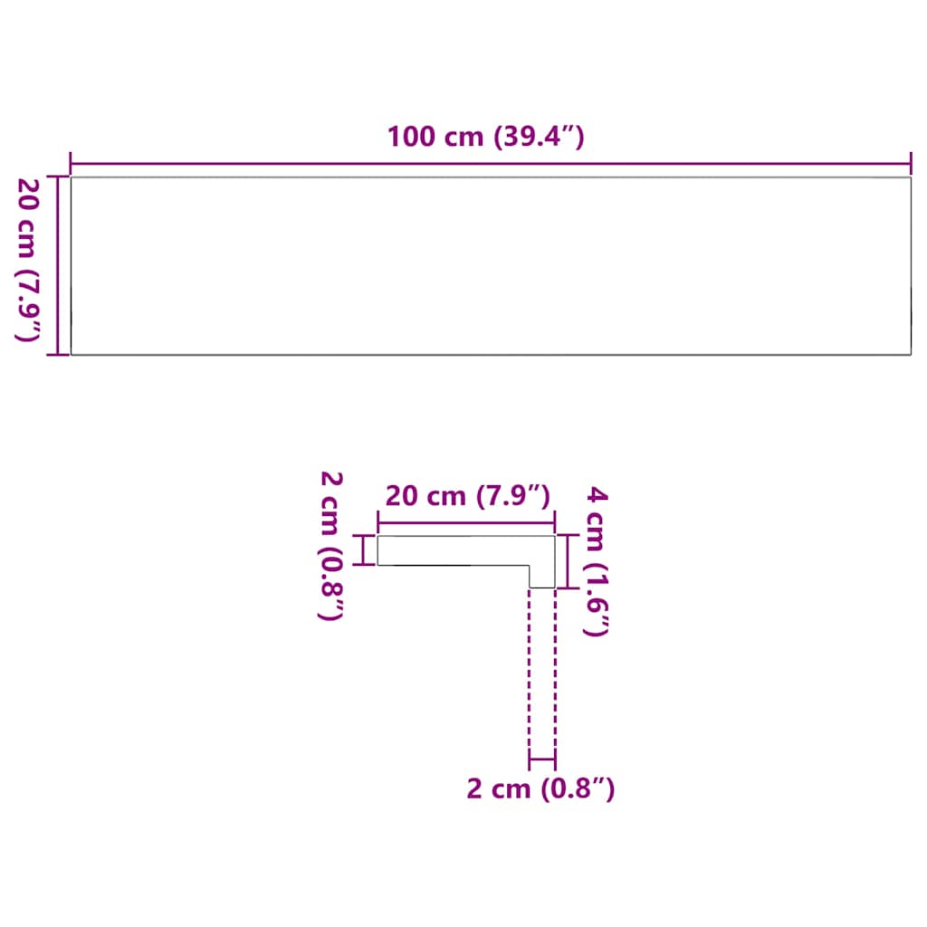 Pervaz 2 buc lemn masiv de stejar netratat 100x20x2 cm